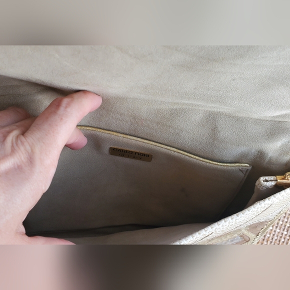 Beautiful Carlo Fiori Vintage Italian Cream and Tan Clutch - Picture 8 of 8